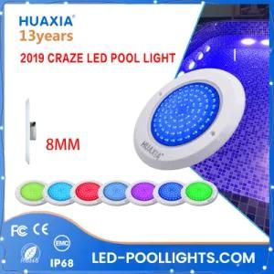 2019 New Products 8W Underwater Light Ultra Thin PC Resin Filled LED Swimming Pool Light