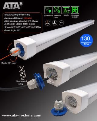20W/30W/40W/50W/60W/80W/100W Forsted Lens IP65 Waterproof Tri-Proof LED Linear Light