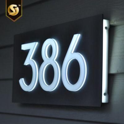 Metal Back Lit Light Box Room Number LED Sign