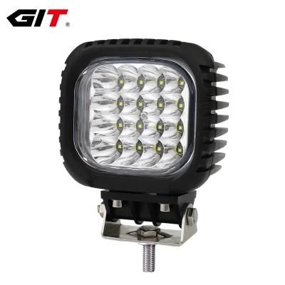 Square 48W 5inch Spot/Flood 12V/24V CREE LED Work Light for Car Truck Tractor Forklift (GT1013B-48W)