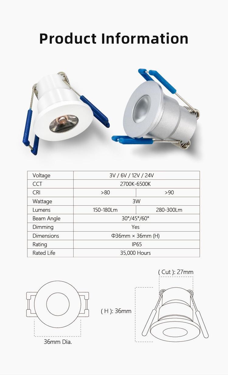 Ra90 High Lumen LED Cabinet Light IP65 LED Spotlight