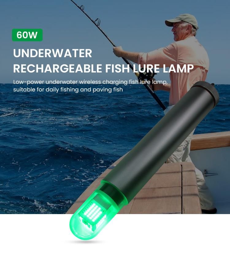 DC 12V 60W Deep Drop Underwater Rechargeable Fish Lure Lamp LED Fishing Light