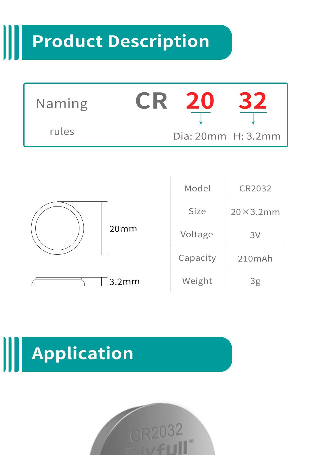 Dlyfull TV Remote Control Battery Cr2032 Flishing Float Battery