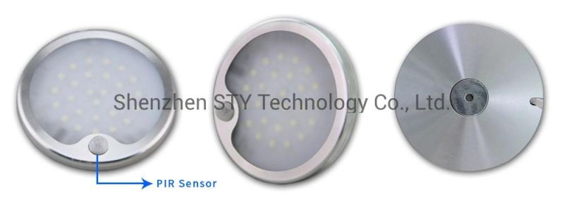 Mounted with Magnet LED PIR Round Motion Sensor Under LED Down Puck Light for Furniture/Counter/Wardrobe