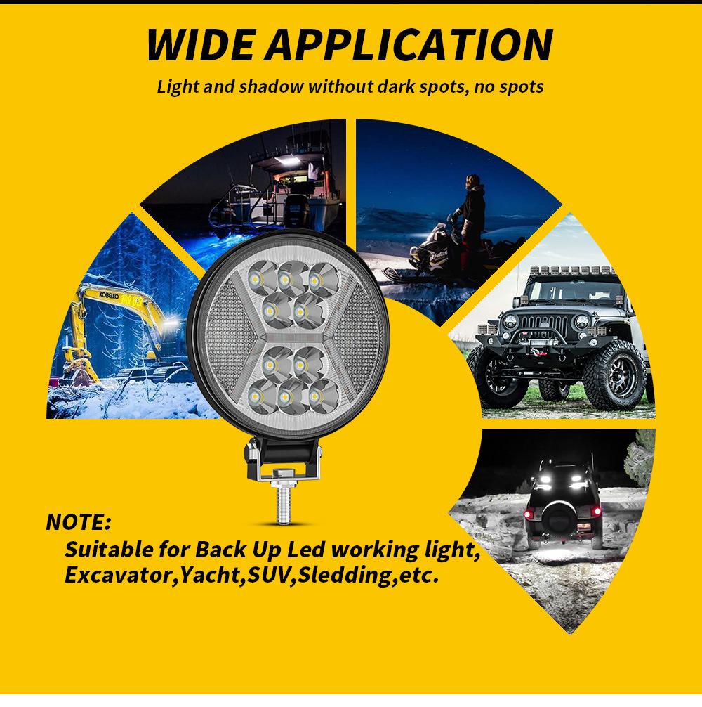 Dxz Automobile IP65 4 Inch 39LED 25mm Car LED Work Light 12V 24V 3030 Chips for SUV Truck off-Road Headlight