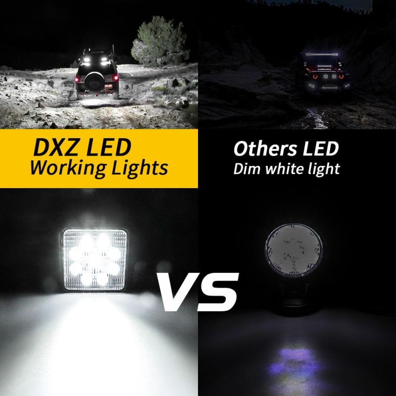 Dxz 4inch 9LED Driving Lamps High Quality 27W 25mm Spot Work Lights Aluminum Square Auto Lights