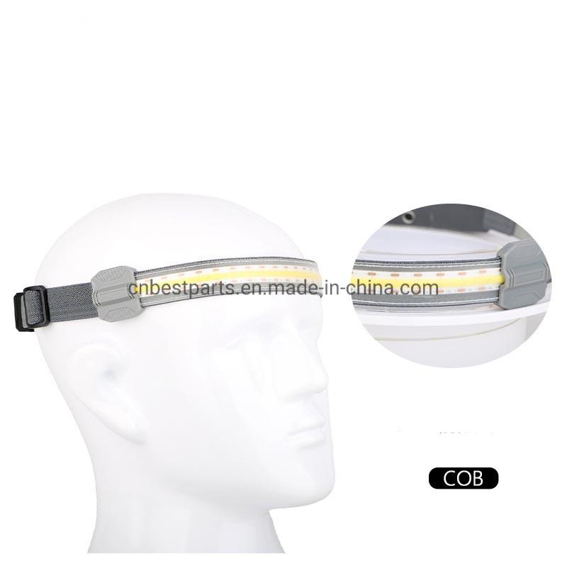 Super Bright Camping Head Torch Strip Lamp Rechargeable Full Vision LED Head Torch Light Emergency Headlight Back Warning COB LED Headlamp