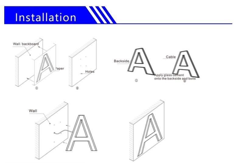 Oblique LED 3D Letter Sign Engraved Backlit Channel Letters Sign LED Channel Frontlit Letter Sign