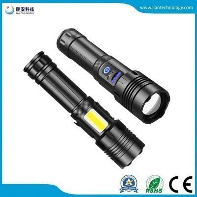 Xhp70+COB Red and White Light Strong Flashlight New Zoom P70 Flashlight COB Rechargeable Flashlight