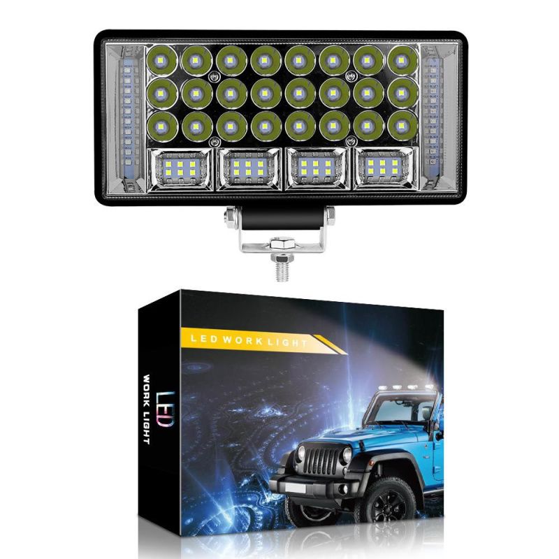 Dxz Car LED Work Light 8inch 68LED 204W Driving Flood Lamp Flashing Spotlight Red and Blue Strobe Warning Offroad Truck