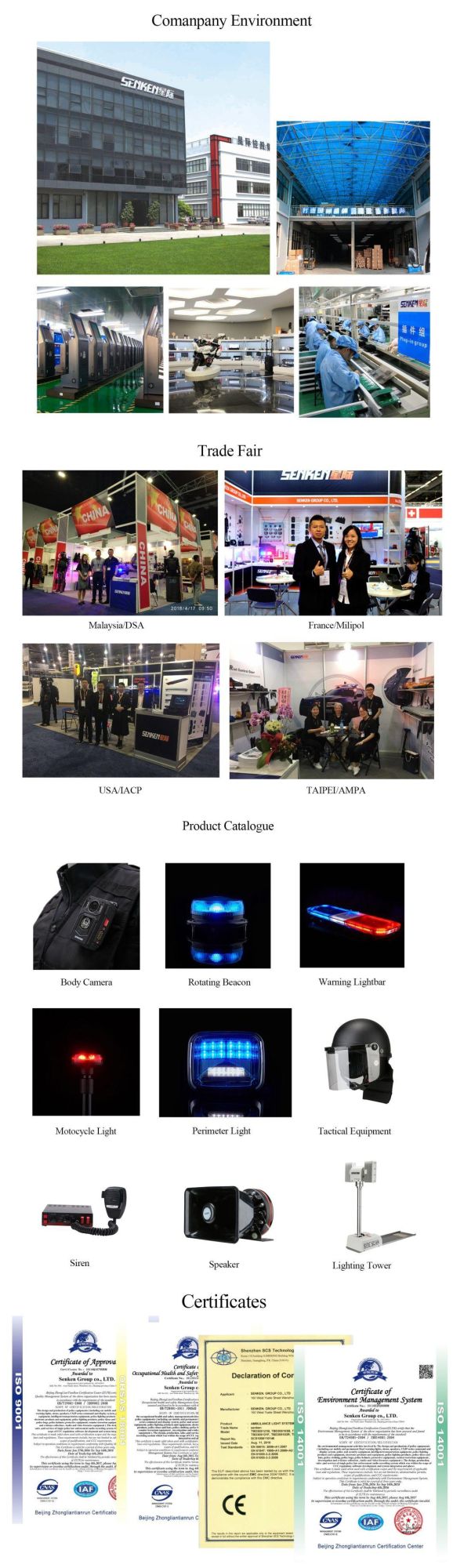 Senken IP 65 and ECE R65 12V/24V Flash LED Light Rotating Strobe Warning Flashing Beacon for Police and Other Vehicles
