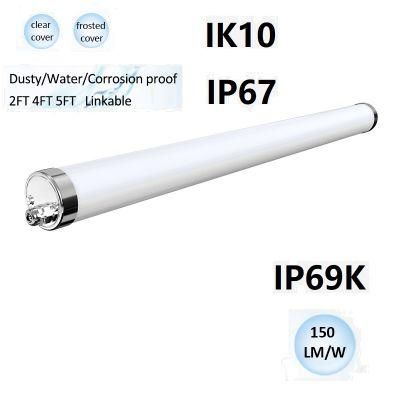 IP69K IP67 Ik10 CE RoHS SAA Approved up to 150lm/W Full Spectrum LED Tri-Proof Batten Light LED Tri-Proof Floodlight