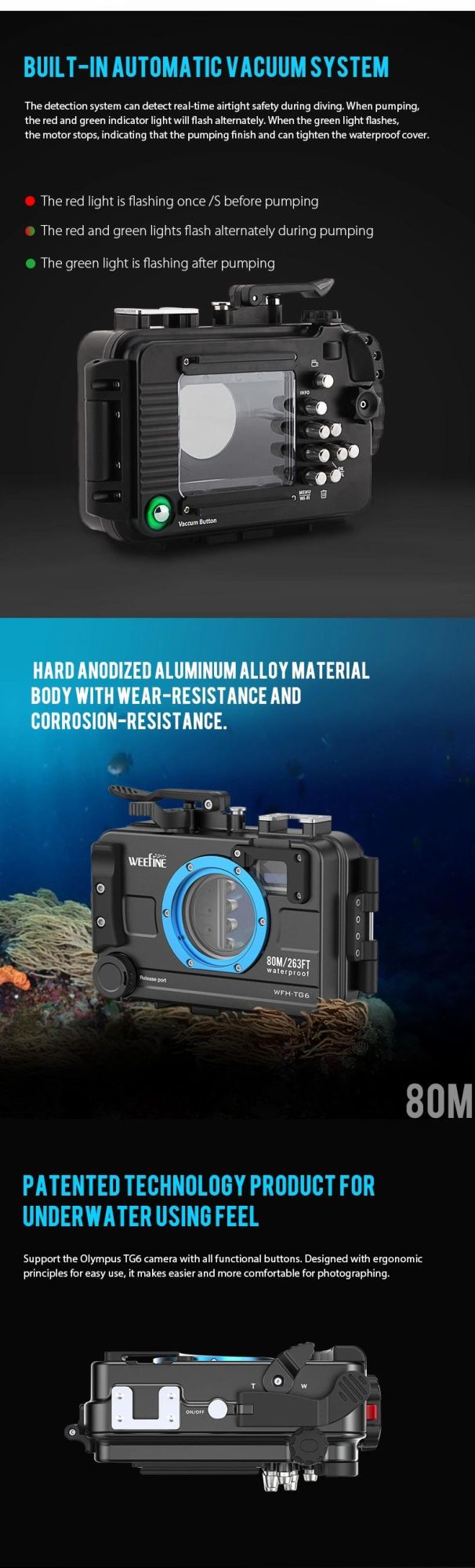 Wear-Resistant Corrosion-Ressistant High Quality Aluminum Camera Housing for Diving Underwater Photography