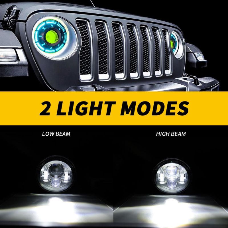 Dxz 7 Inch Headlights Thick Section Sliver Without Aperture LED Headlamp with DRL Hi/Lo Beam for Jeep Wrangler Jk Motorcycle Headlights