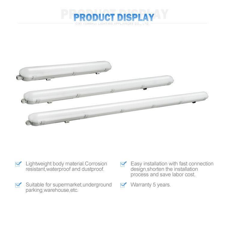 Ce RoHS UL cUL 3FT 6FT 7FT 120cm 60cm 150cm 60W LED Tri-Proof Lights Outdoor 110lm/W IP65 LED Tri-Proof Linear Light