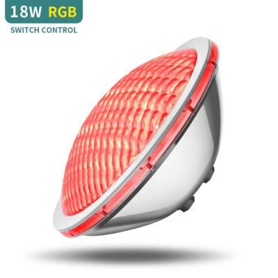 IP68 Waterproof 100%RGB Switch Control 316L Stainless Steel 18W PAR56 LED Swimming Pool Lamp