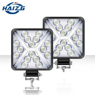 Haizg Wholesale 4.3 Inch Double Color White Yellow 3000K 6000K Offroad Auto Square LED Driving Work Light