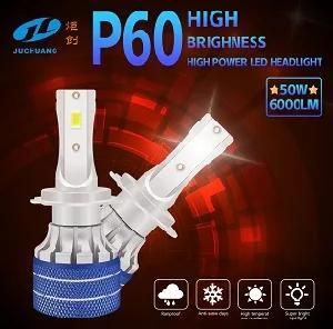 Hot Selling P60 LED Auto Headlgiht 50W 6000lm H4 Car Lighting with Csp Chip