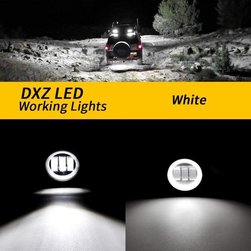 Dxz Angel Eyes Round Spot DRL Light 7D 30W CREE COB 6000K Car Accessories Auto Parts LED Work Light