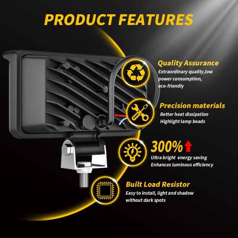 Dxz 4inch Ingot Lamp Duble Color Laser Car Strong Light Super Bright Refit in The Net Truck Headlight Fog Proof Ingot LED Work Light Flood+Spot
