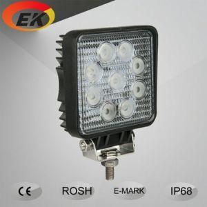 High Quality 5inch Square 27W Offroad LED Work Light 9X3w LED Work Light