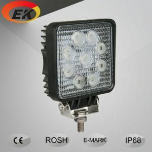 High Quality 5inch Square 27W Offroad LED Work Light 9X3w LED Work Light
