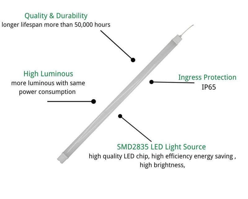 Classic Energy-Saving Tri-Proof Lamp Tp2 36W with Long Service Life for Parking Lot Workshop