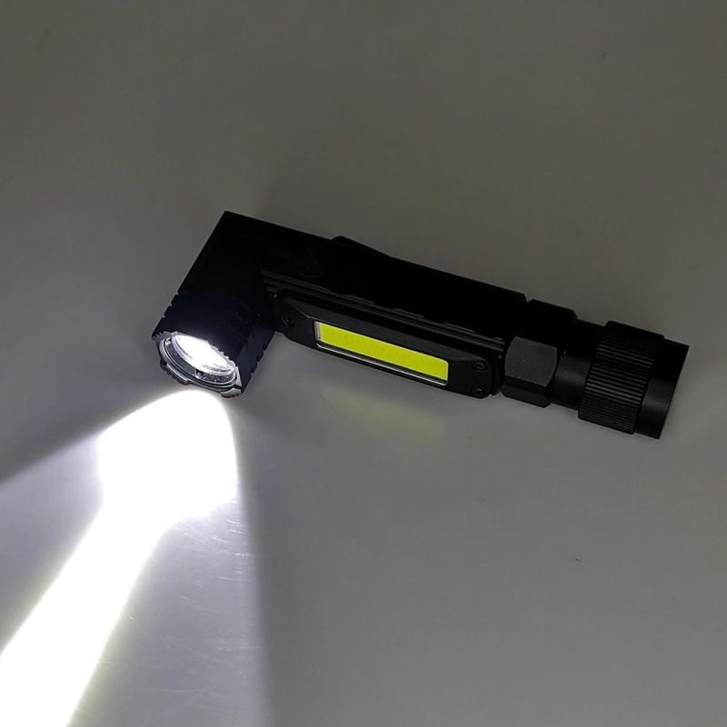 Yichen New Design Rechargeable LED Flashlight with Dual Emergency Light and Rotation Head