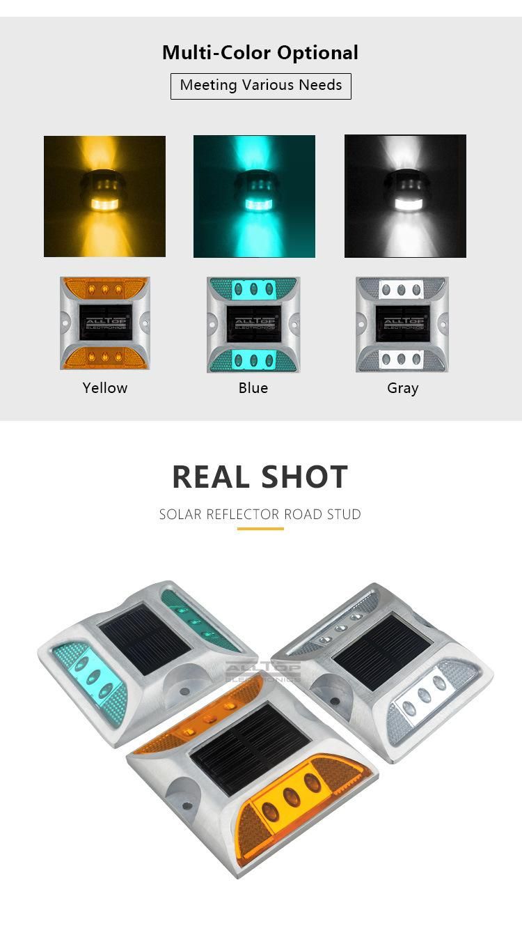 Alltop Hot Sale IP65 Waterproof Solar Charging Aluminum Outdoor Solar Road Stud LED Reflector