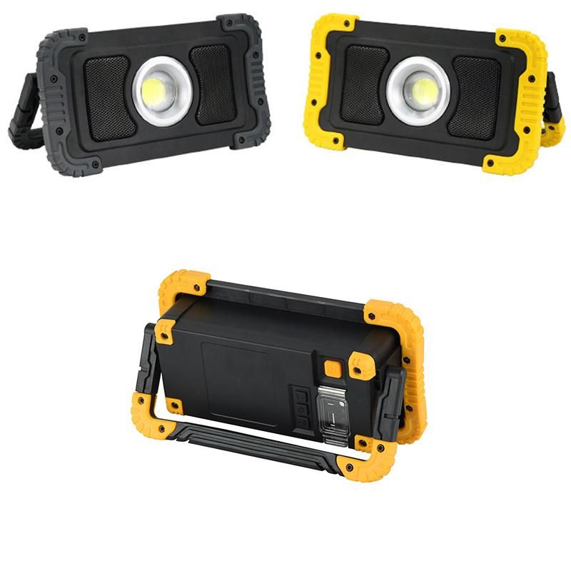 Wholesale Camping Inspection Spotlight Rechargeable 20W Working Lamp with Bluetooth Speaker 1200 Lumen 8000mAh Built-in Battery COB LED Work Light