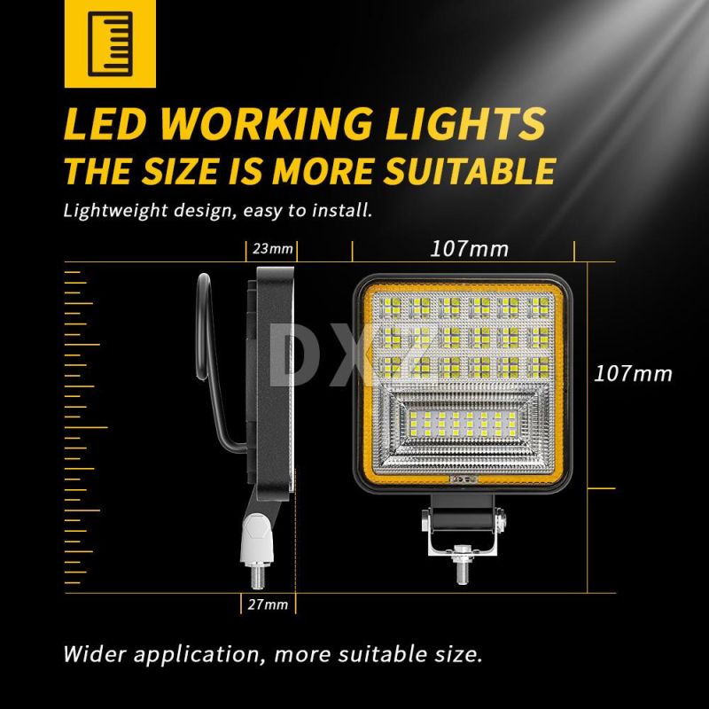 Dxz 4inch 42LED 126W LED Work Light Bar Flood+Spot Combo Offroad LED Fog Light with Angel Eyes Yellow White for Truck