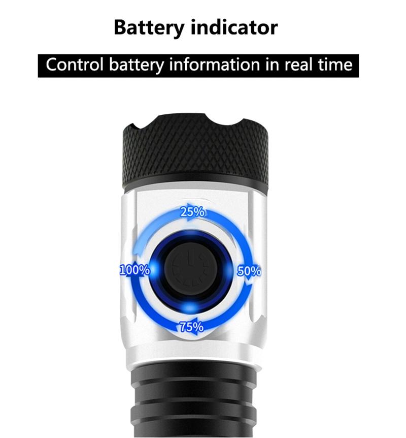 Pocket Clip Tactical LED Flashlights Torch Lights Xpg3 USB Rechargeable 18650 Battery