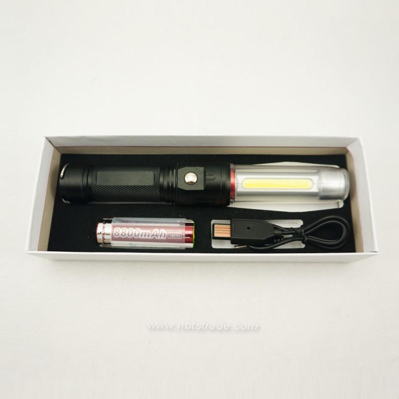 Multi Function Rechargeable Flashlight with COB Work Light