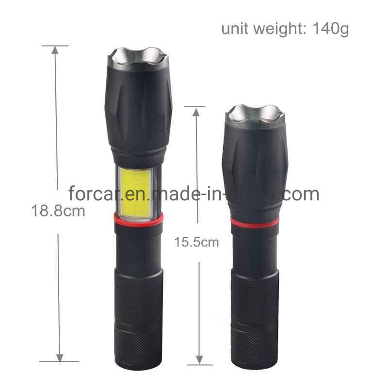 Quality T6 Tactical Torch Light Camping Rechargeable LED Torch Lamp Waterproof Powerful COB Magnetic Work Lights with Red Warning Zoomable LED Flashlight