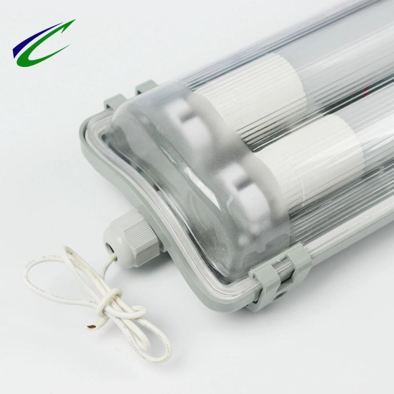 LED Triproof Fixtures with Two LED Tubes Waterproof Light Office Supermarket Storage Corridors Warehouse Car Parks Light Fluorescent Tube Light Underground Park