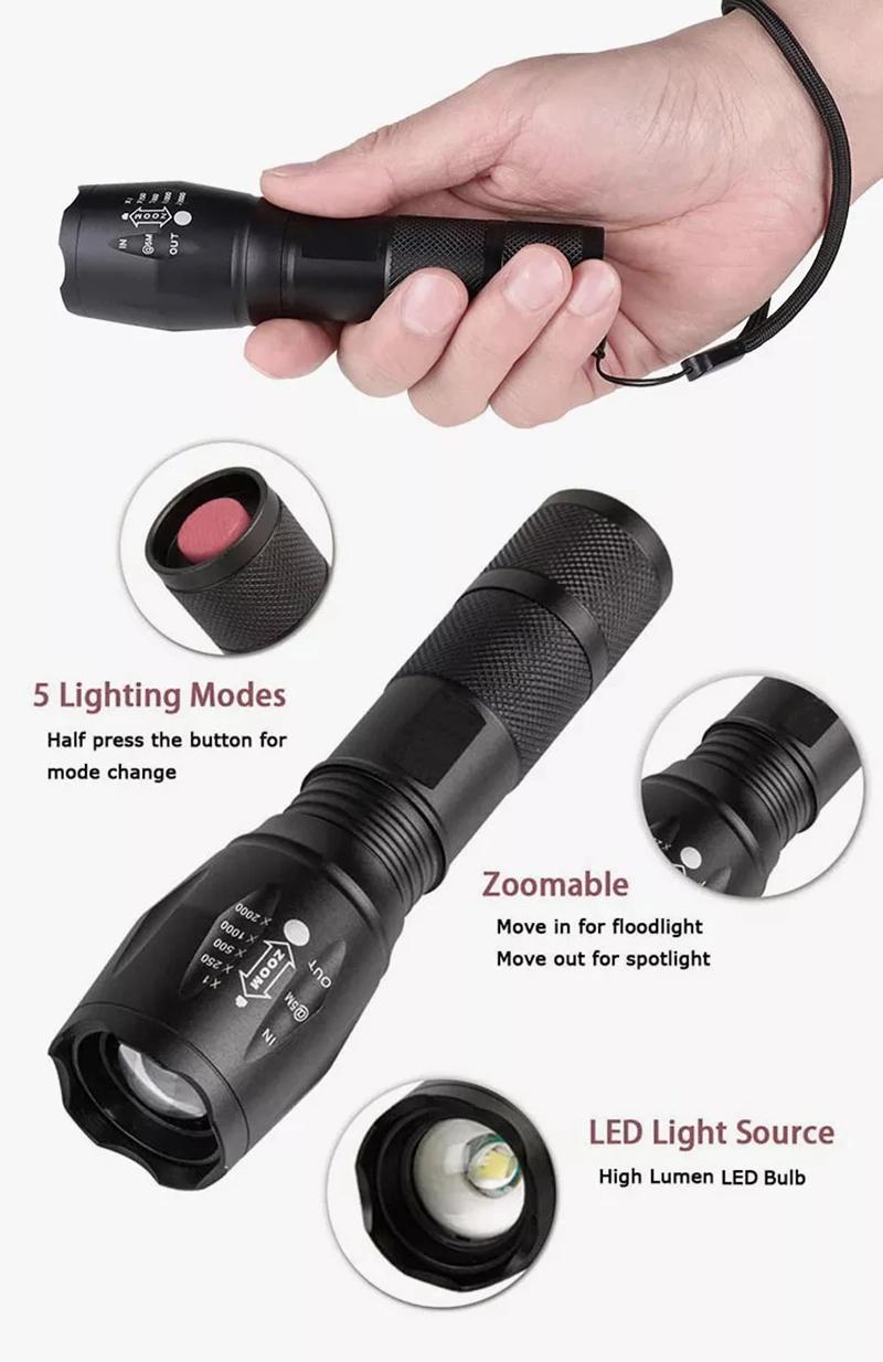 High Power Camp Waterproof Flash Light Set Powerful USB Rechargeable Tactical Torches Flashlights LED Flashlight Manufacturer