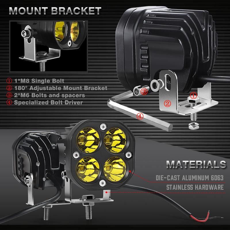 3 Inch 40W LED Fog Driving Light 4 Pod Spotlight Combo Beam 12V 24V LED Work Light