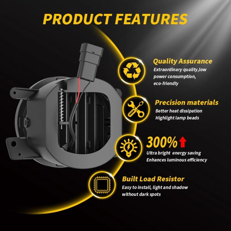 Dxz 4 Inch LED Fog Light for Jeep Wrangler Jk off Road Fog Light Replacement Kit Projector Front Bumper Lamps Turn Signal