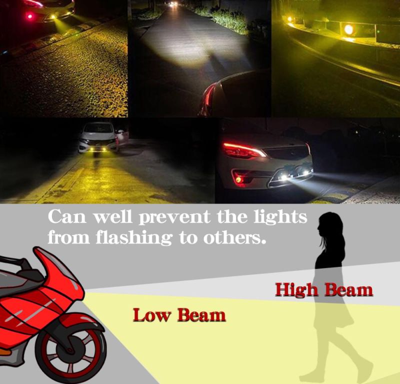 Car Parts ATV UTV Front Lamp High Low Beam Dual Color LED Headlight, Motorcycle 3000K 6000K Car Fog LED Work Lights