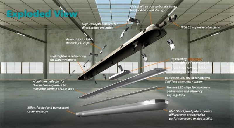 LED/Fluorescent T8/T5 Tube Light Triproof Waterproof Weatherproof Dustproof Lighting Fixture