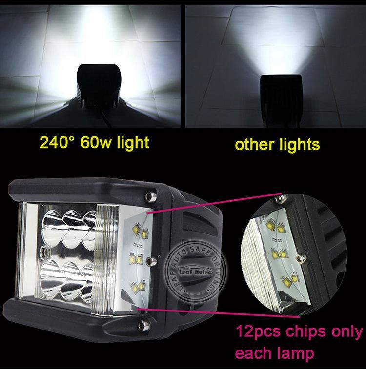 4 Inch 60W 12V 24V Work Lamp for Car Tractor Truck Pickup 4X4 Offroad 3-Side Shooter LED Work Lights Auto Lamps Car LED Auxiliares Auto Moto Alta Baja Faro LED