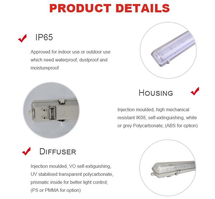 Railway Station T8 Weather Proof Lighting Fixture