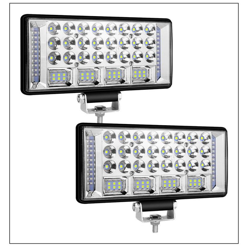 Dxz Car LED Work Light 8inch 68LED 204W Driving Flood Lamp Flashing Spotlight Red and Blue Strobe Warning Offroad Truck