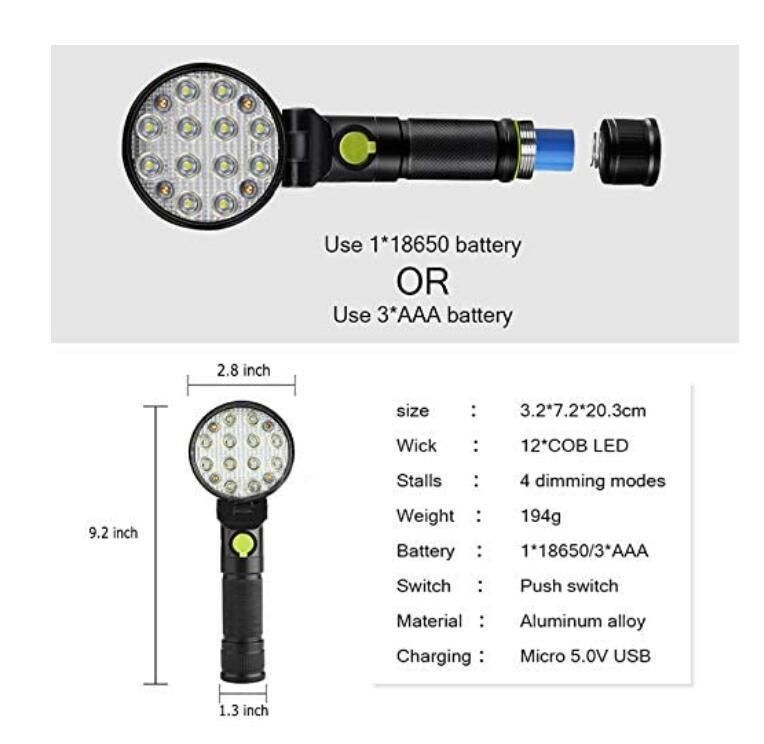 Quality Portable Handheld Spotlight Rechargeable LED Rechargeable Working Inspection Lamp with Strong Magnet Hook LED Work Light