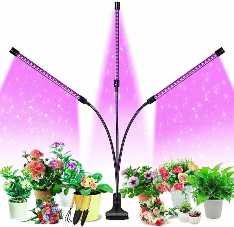30W 60 LEDs 3 Tube Grow Low Light for Seed Starting with 3/9/12h Timer, 10 Dimmable Levels, 3 Switch Modes, Growing Lamp Suitable for Various Plant