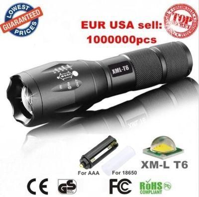 USA EU Hot CREE Xml T6 LED 1000lm Aluminum Waterproof Zoomable Torch 18650 Rechargeable Tactical 5 Model Zoom Flashlight