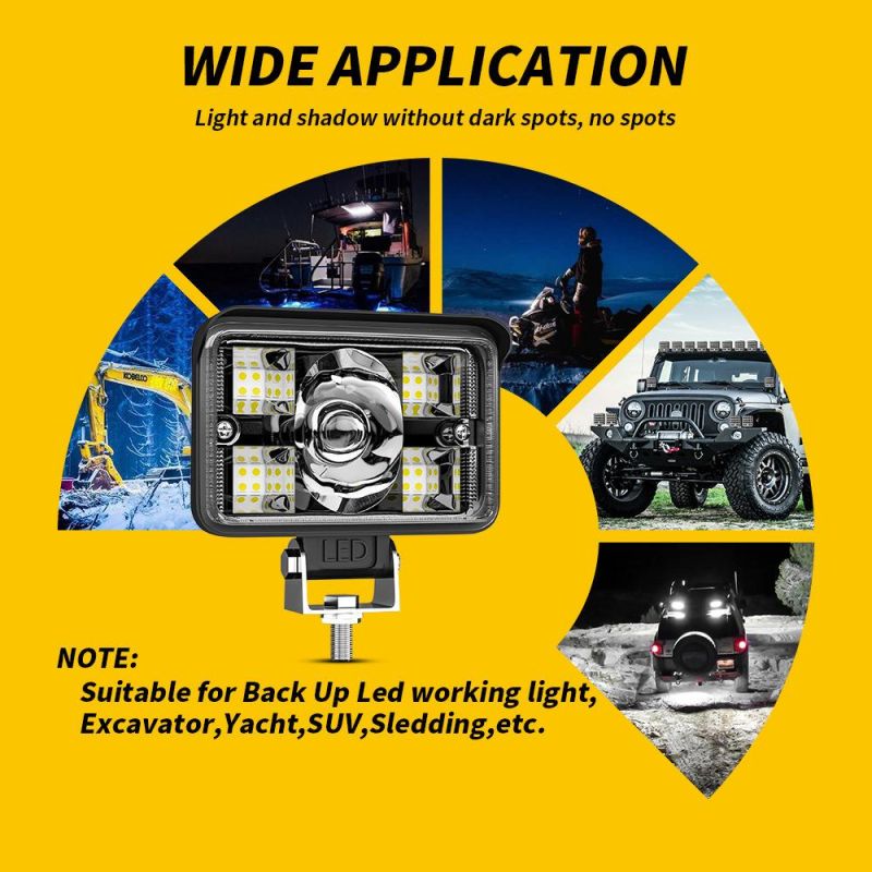 Dxz 3inch Ingot Lamp Duble Color Laser Gun Car Strong Light Super Bright Refit in The Net Truck Headlight Fog Proof Ingot LED Work Light Flood+Spot
