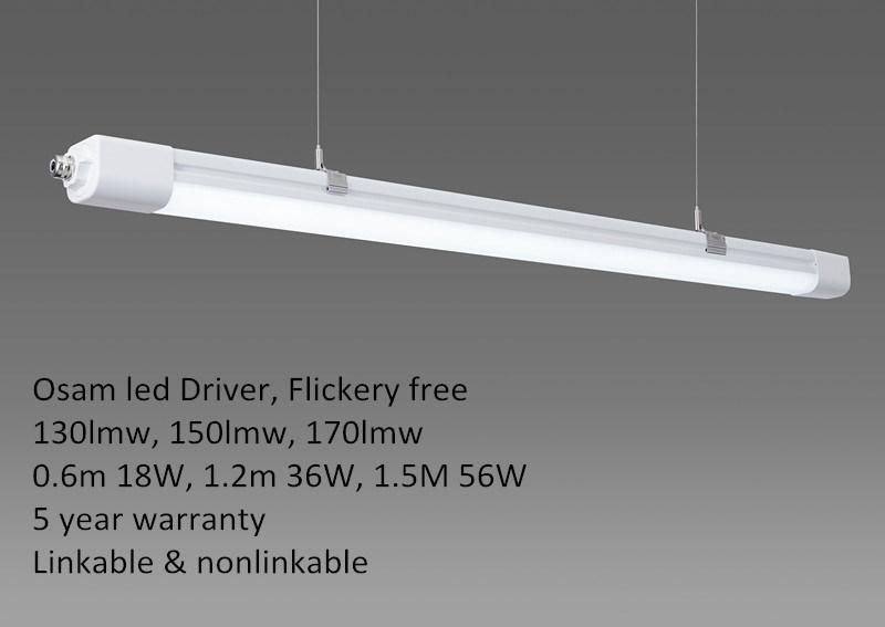 10W 2hrs Emergency LED Tri-Proof Linear Light 1.2m 40W 170lm/W