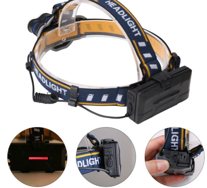 Wholesale T6 COB LED Camping Head Torch Lamp Emergency Head Torch Light Flashing Warning LED Headlight Zoomable Portable LED Headlamp