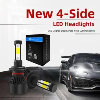New S2 COB LED Car Headlights Bulbs Super Bright Focos LED Premium H1 H3 H4 H7 9005 9006 H11 LED Bulb 4 Sides LED Headlight